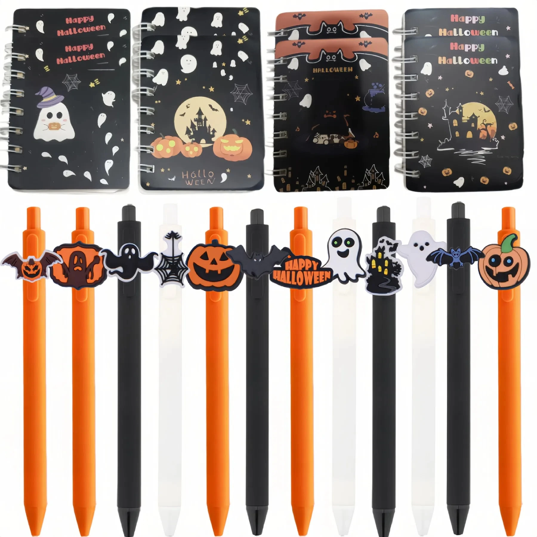 

20Pcs Halloween Themed Stationery Set with 10 Spiral Notepads 10 Halloween Pens for Party Favor