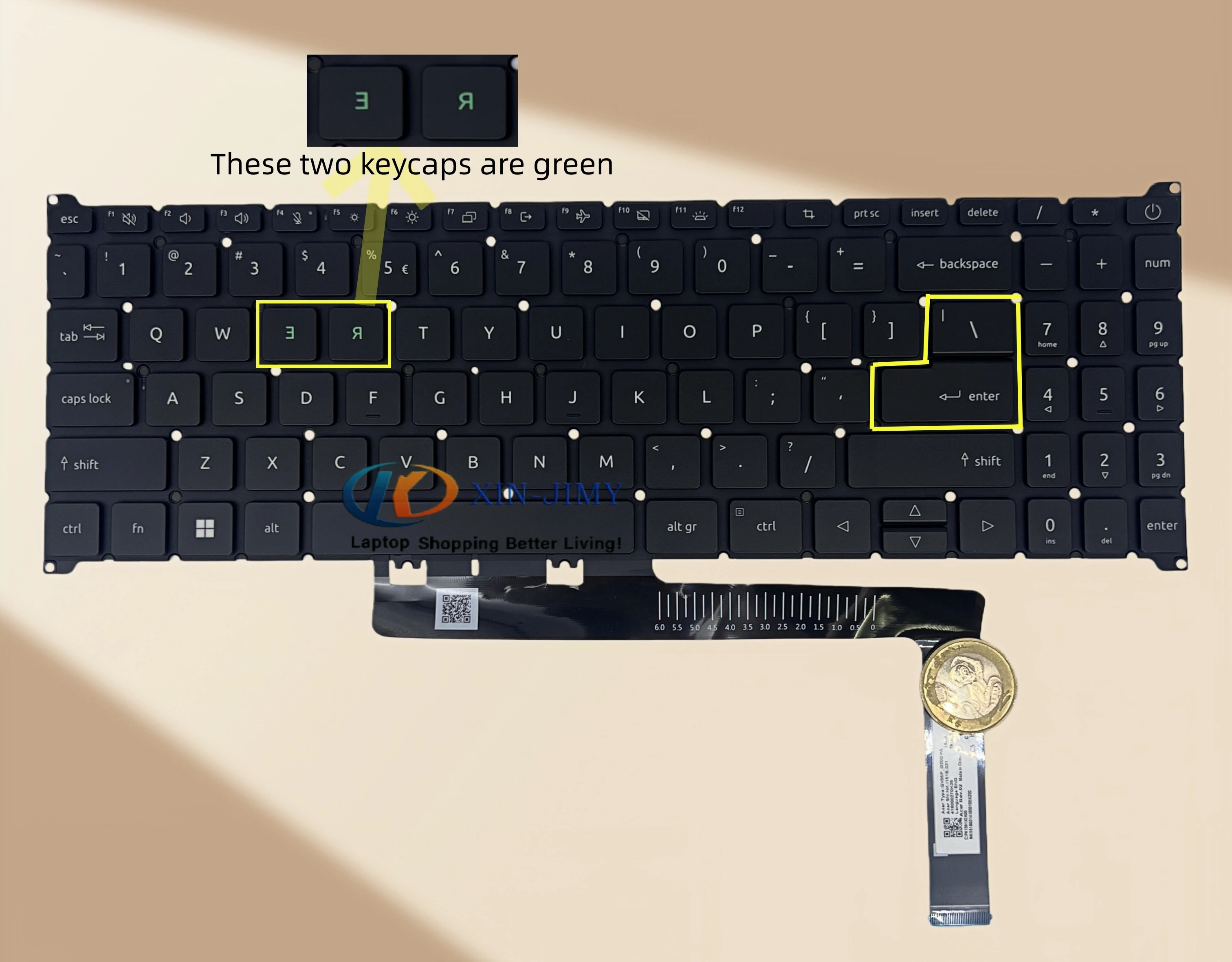 

Клавиатура для Acer Aspire 3 A315-59 A315-24P США/RU/IT с зеленой подсветкой клавиши ER