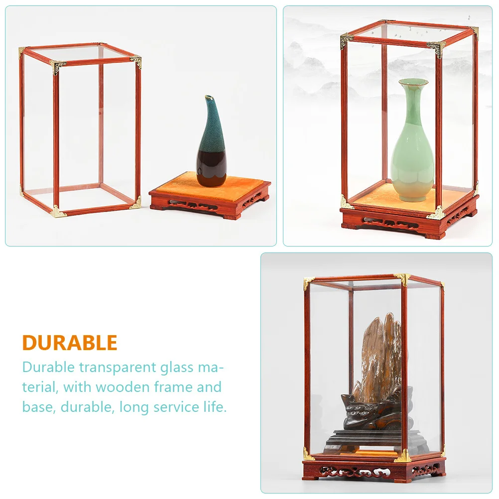 Multi-Function Transparent Glass Buddha Display Box Desktop Protective Case Decorative Collectibles Organizer Storage Rack