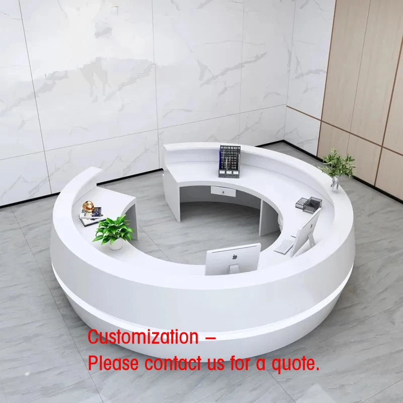 custom.Round Checkout Counter Hotel Office Furniture Work Front Desk Reception Salon Reception Desks With Cabinet Sa