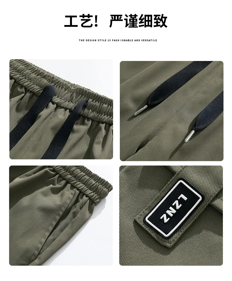 Amerikanischer Stil Herren Loose Fit Gerade Geschnittene Sport-Freizeithose Herbst Winter Fleece Cargo-Hose Winddichte Warme Herren Jogginghose Jugend – Detail 2