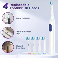Smart Timer Rotating Electric Toothbrush, 5 Modes Teeth Cleaning Setting , Electric Teethbrush with 4 Teethbrush Round Heads 6
