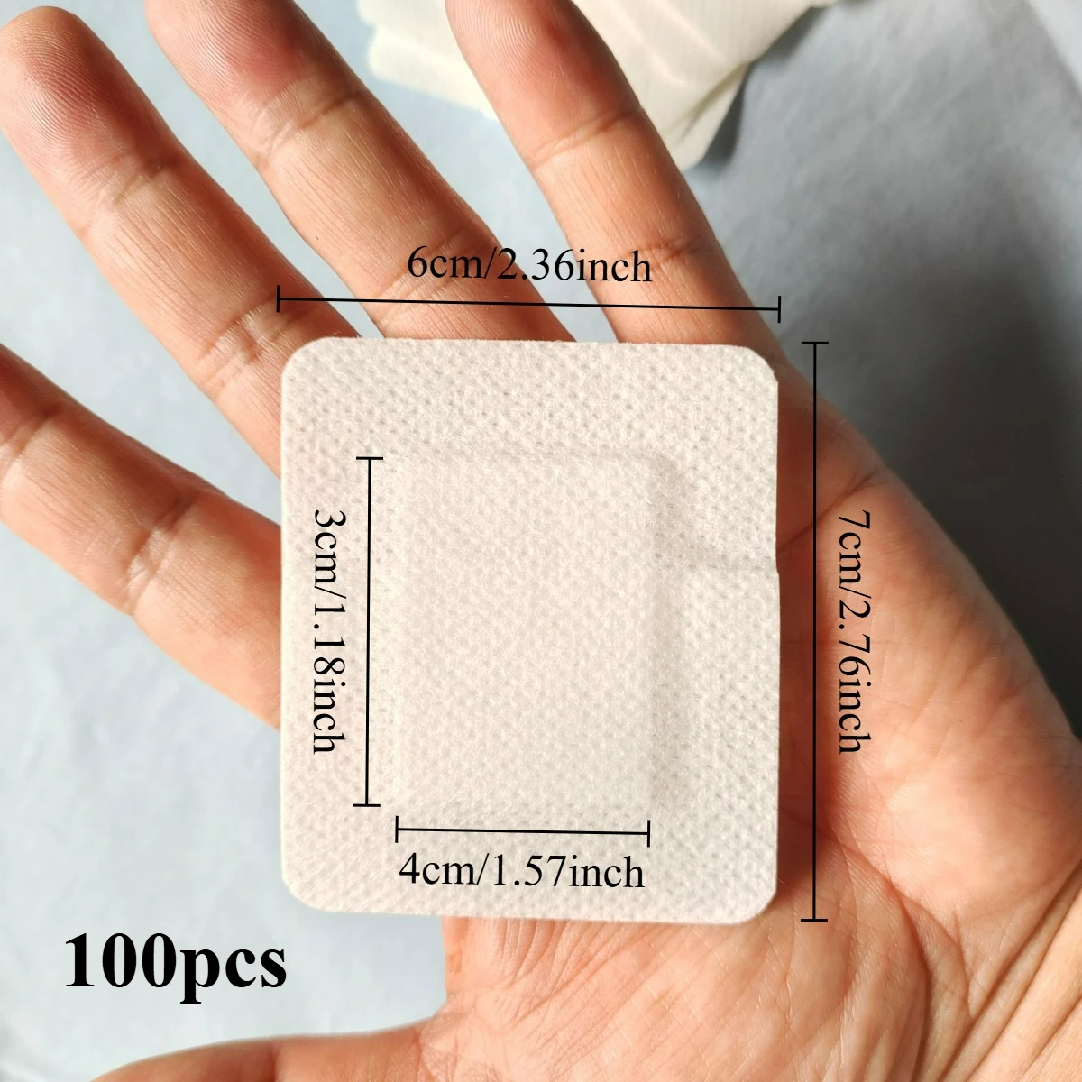 100 Stück atmungsaktive, selbstklebende Mullpads – latexfreie Wundverbände mit weichen Kanten, dehnbare Bandagen für Schnittwunden, Verbrennungen – Detail 7