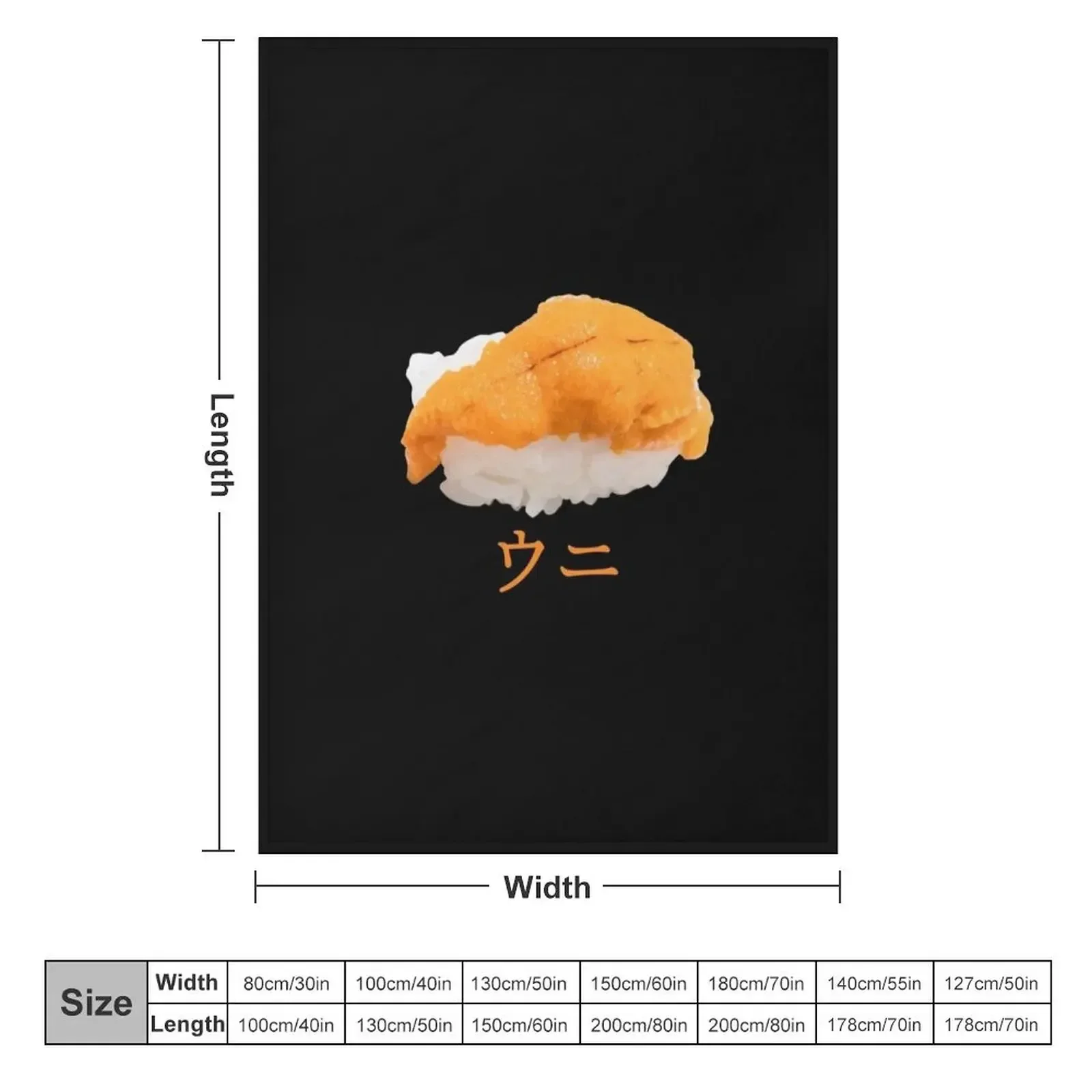 Sea Urchin Uni ウニ Nigiri Sushi Photo Japanese Katakana Writing Throw Blanket Blankets For Bed Flannel Vintage Large Blankets