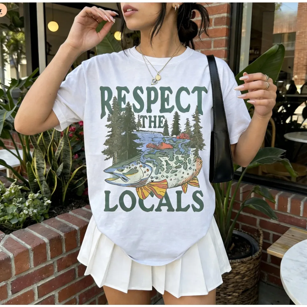 90s Respect The Local Environmental T-Shirt Park Conservation Shirt Aesthetic Women Tshirt Outdoor Recreational Sports Clothes