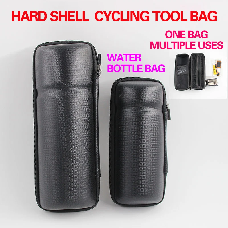 Mountain Bike Hard Shell Bag Water Bottle Cage Tool Bag Bicycle Repair Bag Durable Waterproof Large Capacity Bicycle Accessories