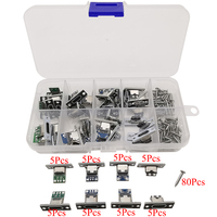 40Sets/Box USB 3.1 Type C Socket With Screw Fixing Plate 2P 4P 6Pin Type-C USB Jack Female Connector Charging Port PCB DIY Kit