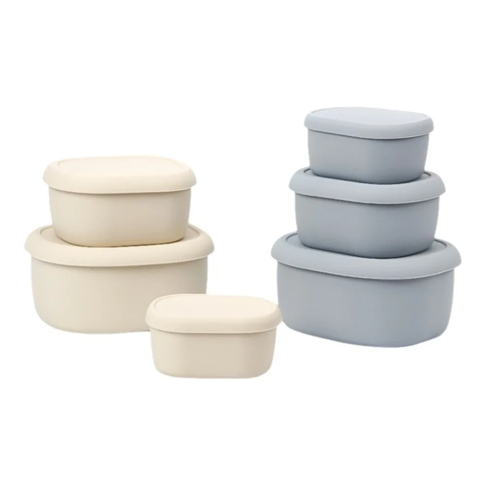 Food Grade Silicone Lunch Box with Lid Leak Proof Food Container 200/300/600ML Fresh Keeping Microwave Oven Lunch Box