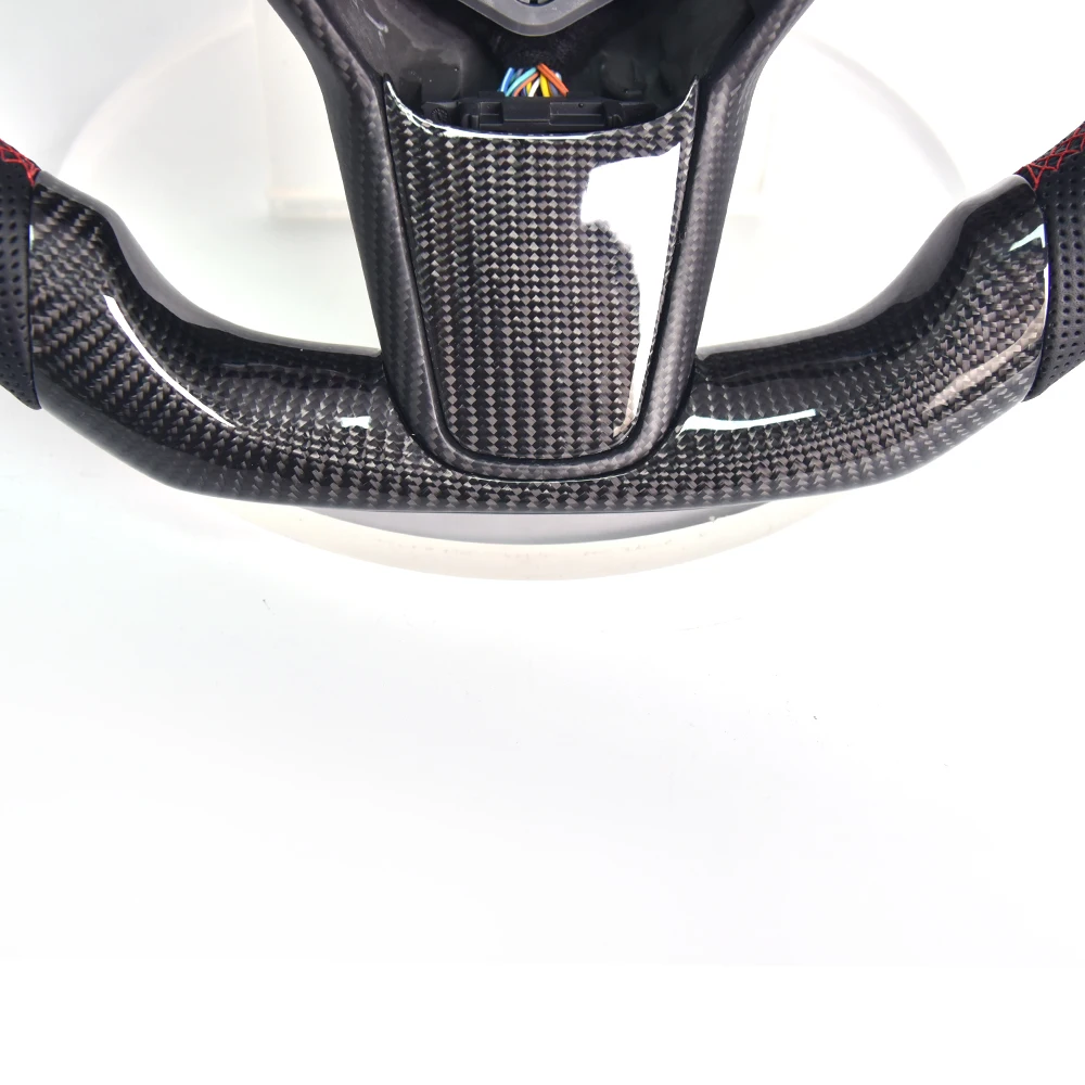 Suitable for Tesla Model 3 Modified Forged Carbon Fiber Steering Wheel Assembly Suede Perforated Leather Customized Upgrade