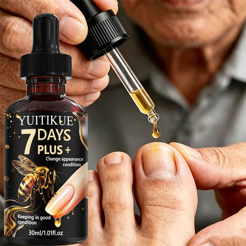 YUITIKUE 30ml Bee Extract Nail Repair Oil Dropper Design Moisturize Cuticle Protect Weak Cracked Nails Hand Foot Care Liquid