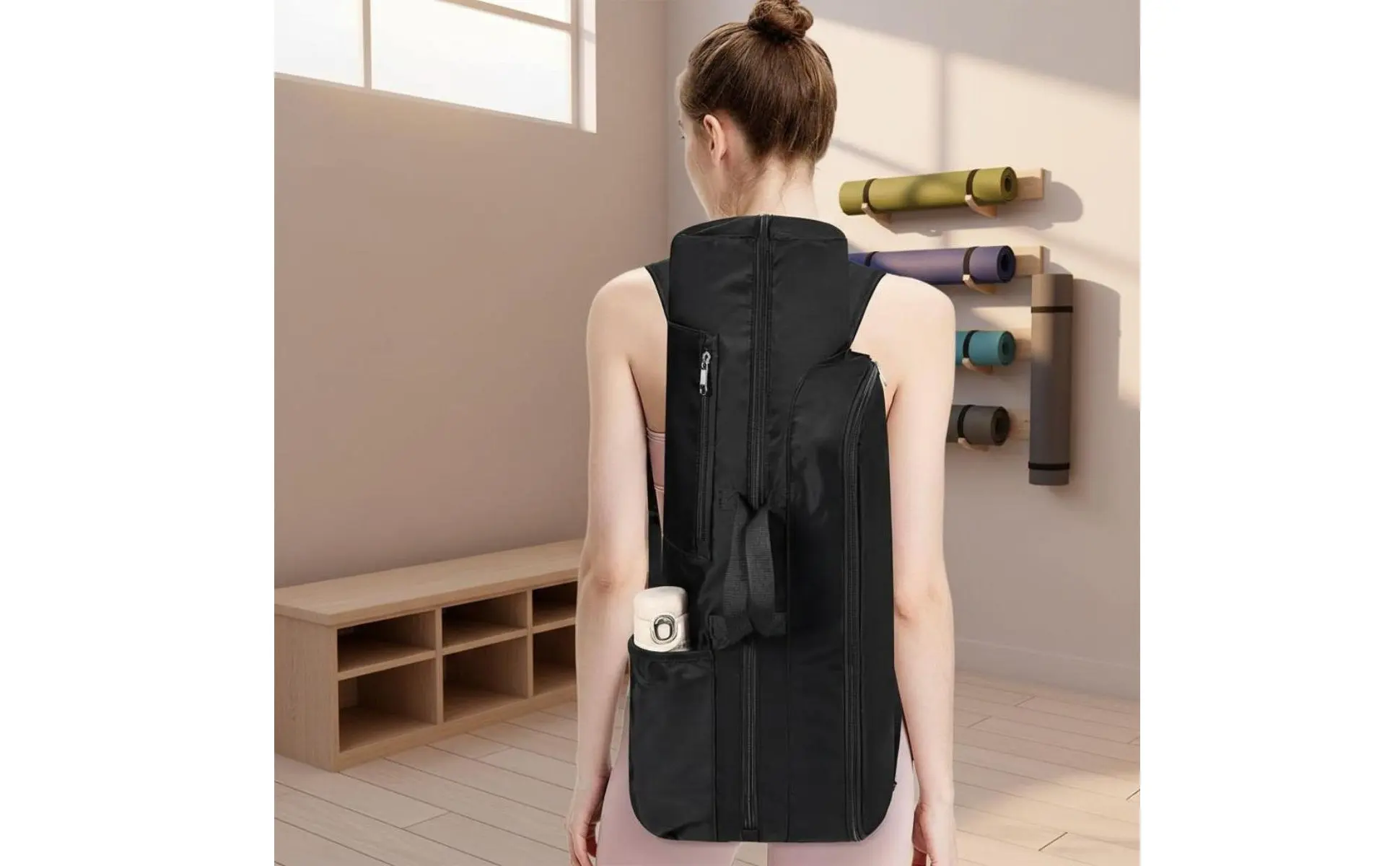 Mind-Body Mat Bag Multiple Pockets Mind-Body Backpack Mat Carrier Backpack Portable Sports Gear Organizer Easy to Carry