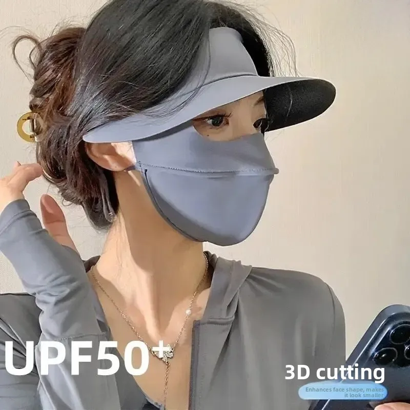 Women's Summer Full Face 3D Stereo Sun Protection Mask Hat  Empty Top Hat Eye Protection UV Protection Spring Summer
