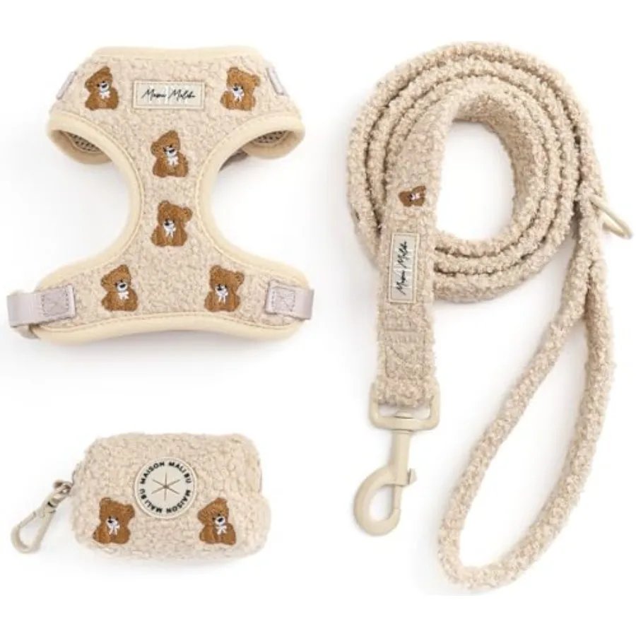 

Вышитый комплект: шлейка и поводок для собак с сумкой для экскрементов, регулируемая, дышащая, без натяжения, с мягкой подкладкой, для щенков, размер Extra Small