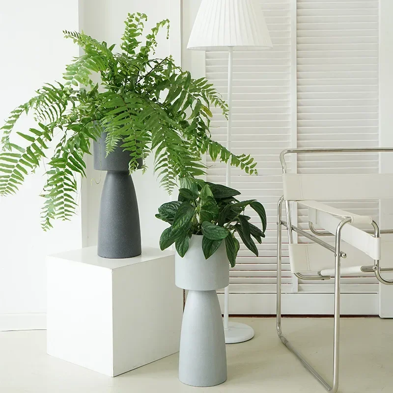 Nordic creative floor-to-ceiling high pot oversized special-shaped light luxury living room art overlord fern high-footed
