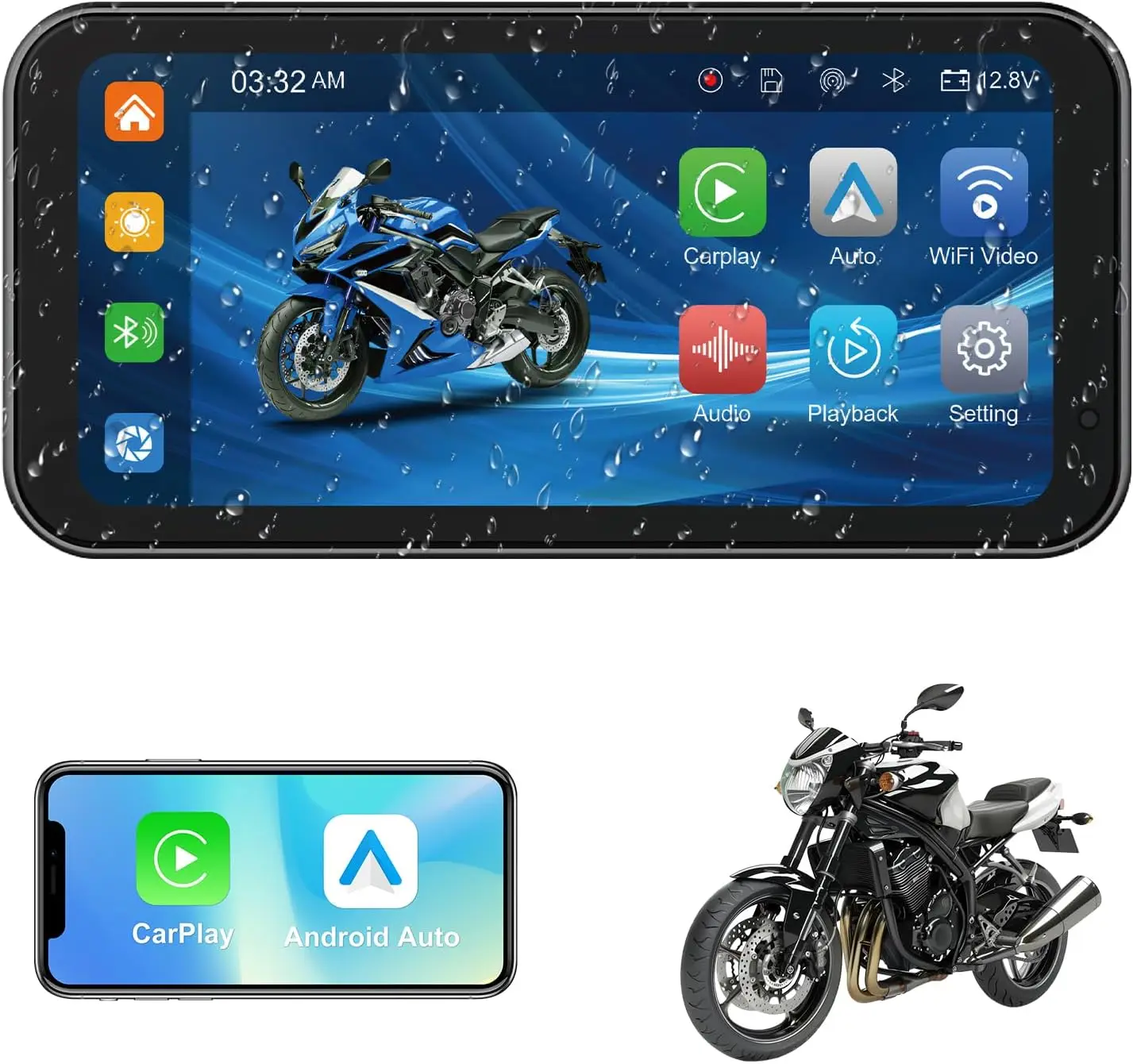 

6.25 Inch Portable Wireless CarPlay Screen for Motorcycle Car GPS Navigation Siri Google Assistant Android Auto Motorbike