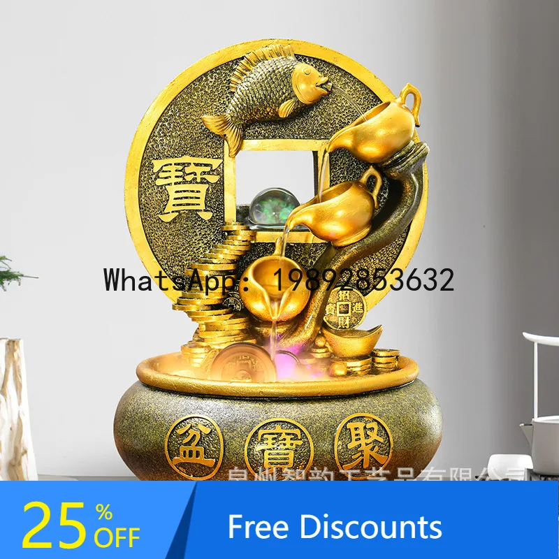 

YFY Fake Mountain Water Fountain Flowing Water Ornament Living Room Feng Shui Wheel Office Wealth-Attracting Fish Tank Shop