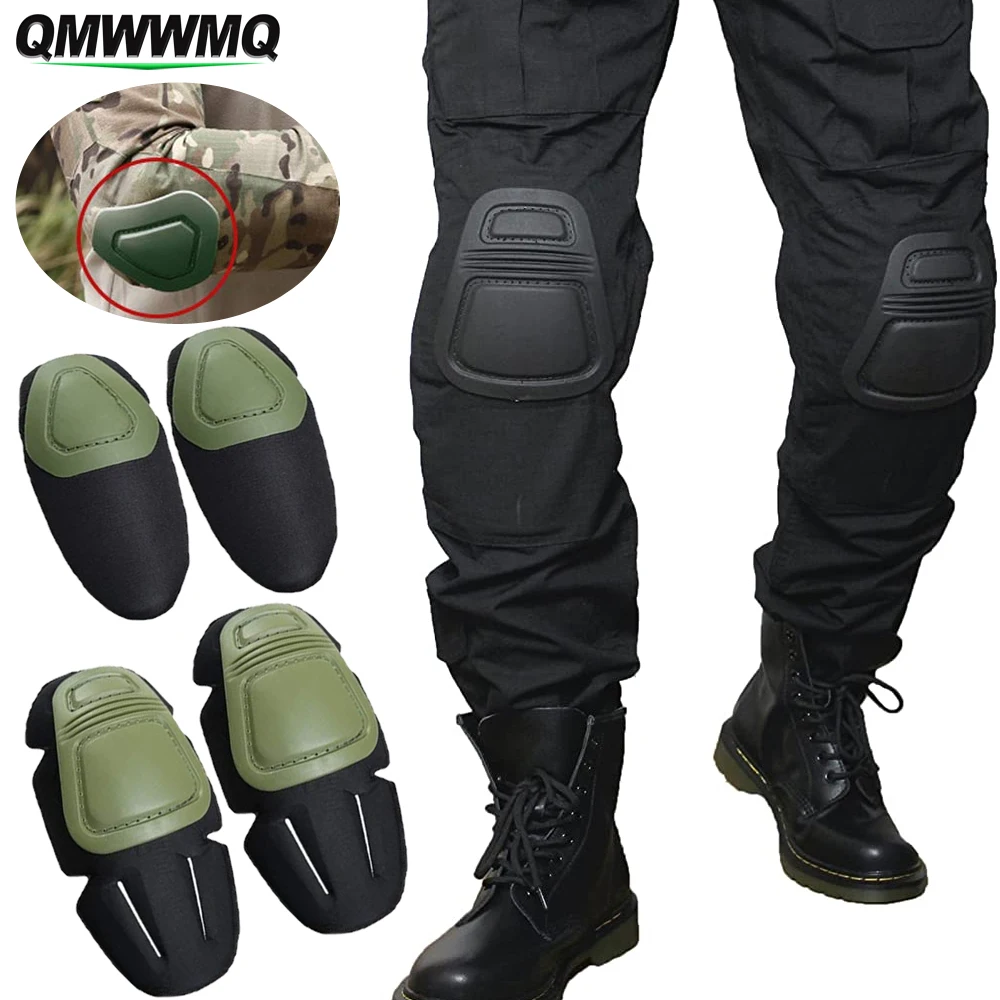 4Pcs/Set Military Tactical Knee Pad Elbow Pad Set Airsoft Knee Elbow Protective Pads Combat Paintball Skate Safety Guard Gear