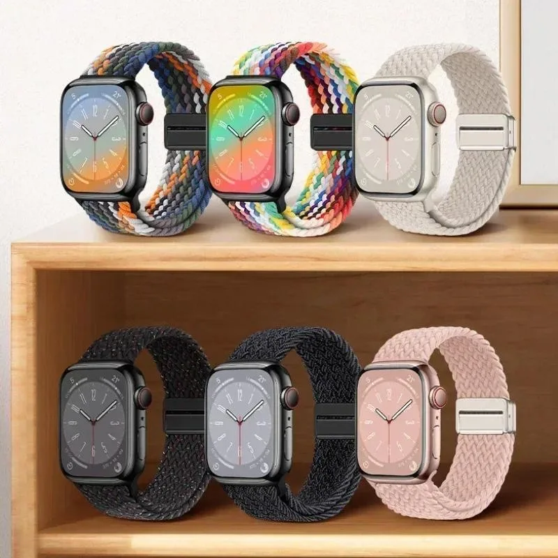 Нейлоновый плетеный ремешок, совместимый с Apple Watch S10 46 мм 44 мм 40 мм 45 мм 49 мм 41 мм 38 мм iWatch series se 10 7 3 5 6 8 9 Ultra