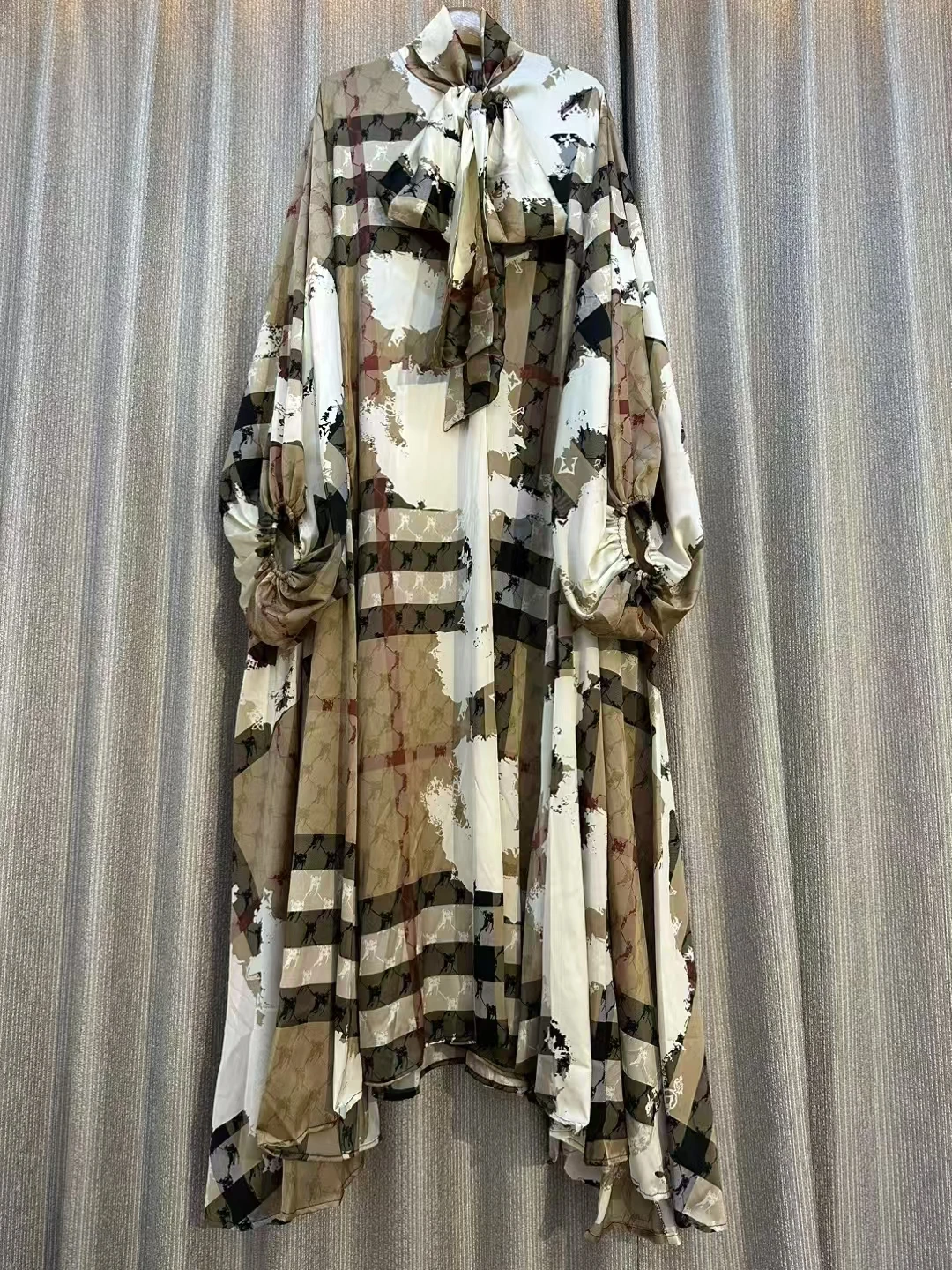 New 2024 Autumn Fashion Irregular Midi Dress Female long Sleeve Elegant Loose Print Casual Party A-line Evening Dress For Women