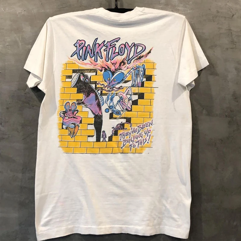 الوردي فلويد الوردي فلويد الفرقة جدار الطائر الخنازير الكلاسيكية روك قصيرة الأكمام القطن الرجال والنساء عشاق تي شيرت #6