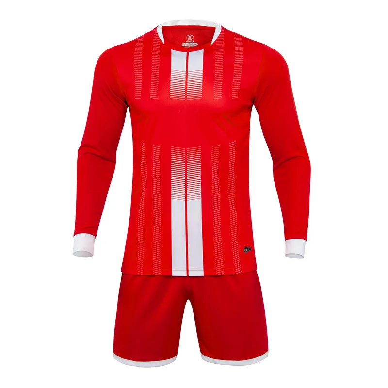 2024 Long Sleeves Soccer Jersey Set Autumn Winter New Sportswear Youth Kids Team Play Wear Training Tracksuit Men 2 Piece Set image 2
