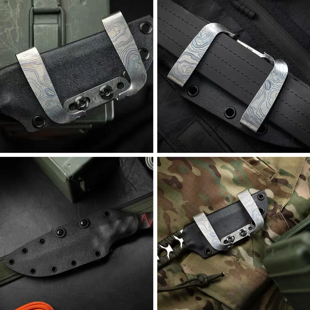 TC4 Titanlegierung Doppelklemmvorrichtung Rückenclip Lederclip Gürtelclip Schraubzubehör EDC K-Board Messerscheide-Clip – Detail 5