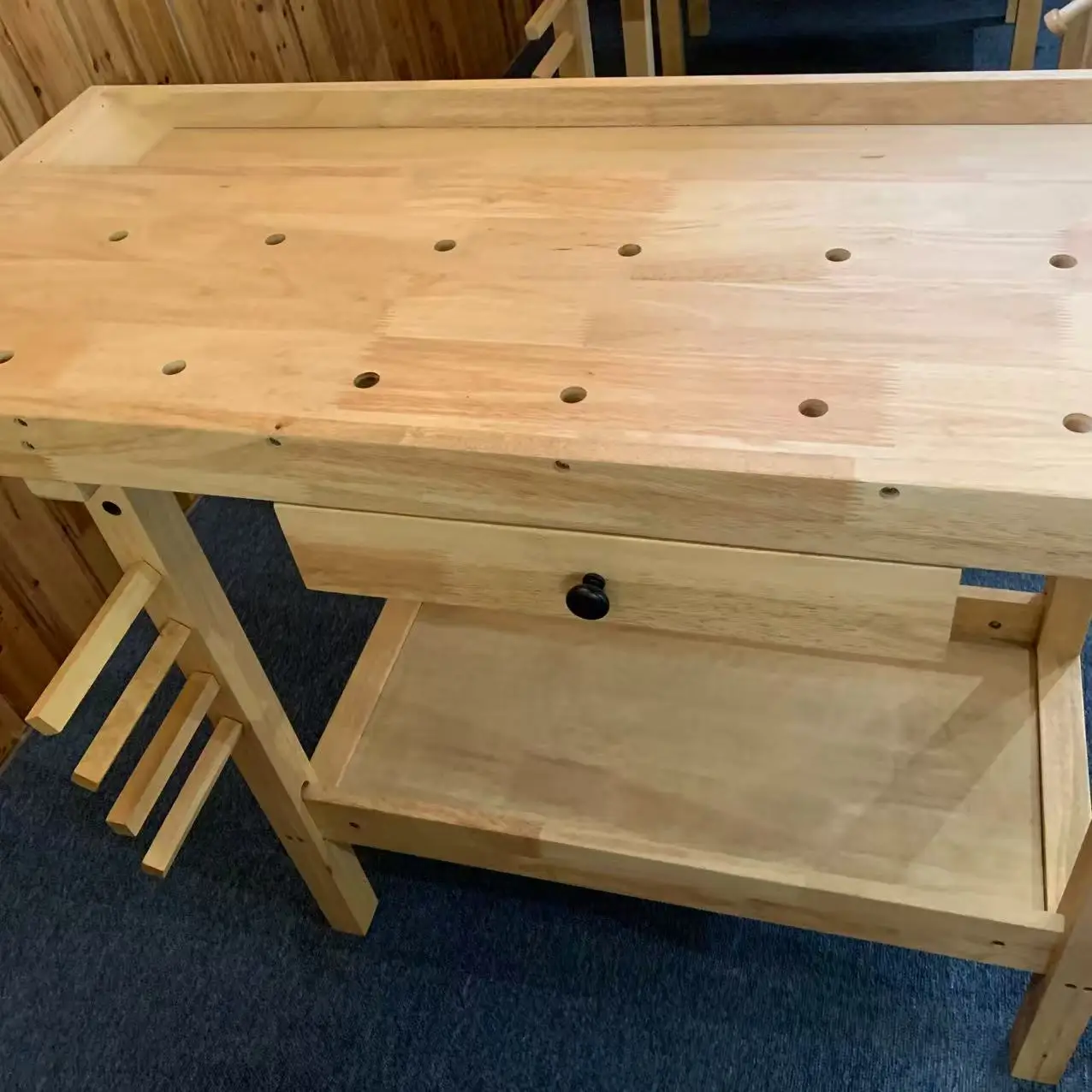 Multi-Function Heavy Duty Workbench Storage Cabinet New Home Use Retail Beech Wood and Rubber Woodworking Bench