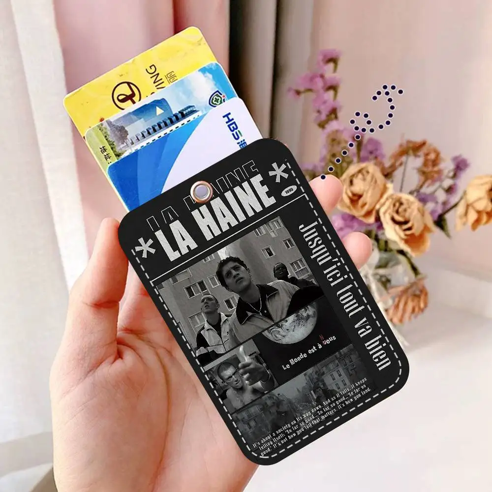 La Haine 1995 Movies Prints Style PU حامل بطاقة الوصول مع سلسلة مفاتيح - الحماية التنفيذية لبطاقة البنك، مترو الأنفاق، حافظة بطاقة الحافلة