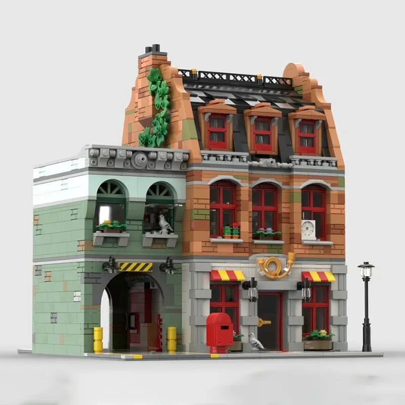 City Street View Model Moc Building Blocks Post Office Model Technology Bricks DIY Assembly Holiday Construction Toy Set Gifts