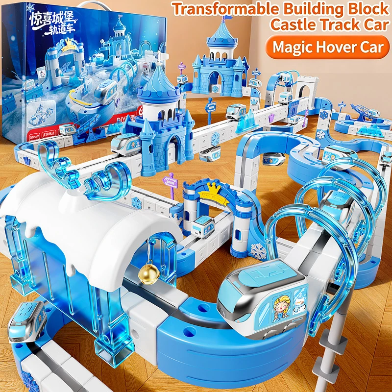 

Магнитный конструктор-трансформер «Снег и лед»: Электрический антигравитационный высокоскоростной поезд на рельсах, DIY-набор для сборки транспортных средств