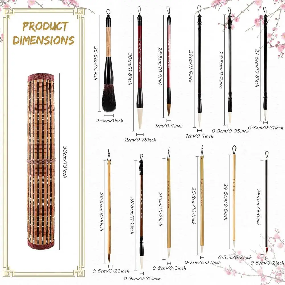 Pincel Chinês para Pintura Caligráfica, Caneta Aquarela, Tinta de Escrita, Desenho Sumi, Material Escolar, Praticando Bambu, 1 Conjunto