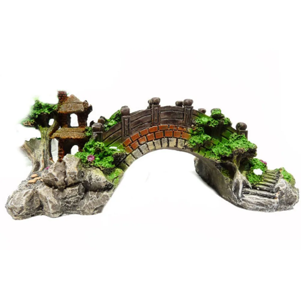 

Middle Size Aquarium Bridge Pavilion Resin Fish Tank Decoration Safe Fish Ornament Underwater Landscape Aquarium Bridge