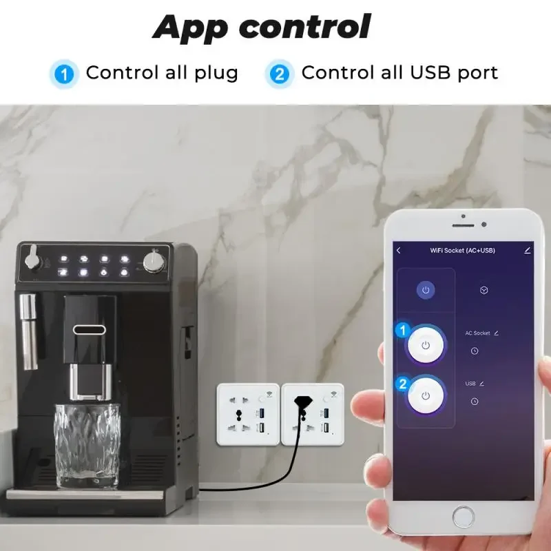 Wifi Tuya Smart USB Socket Universal US EU UK Plug Smart Life APP Control Quick Fast Charger Timing Work With Alexa Google Home