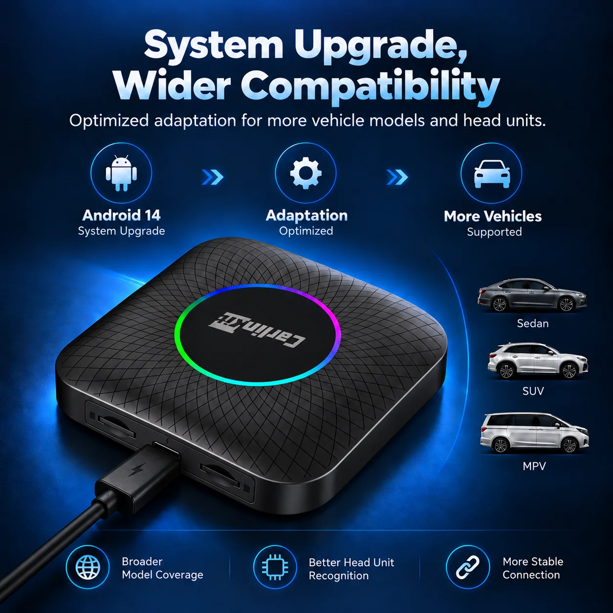 Carlinkit Android 14 Tv Box LED 8+128GB CarPlay Wireless Android Auto Wireless Adapter Support Youtube Netfilx IPTV Spotify GPS