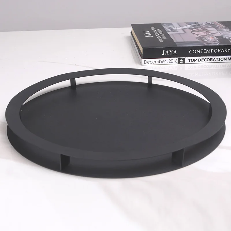 

European light luxury modern simple minimalist metal round tray star ring ornament model house sales office soft decoration