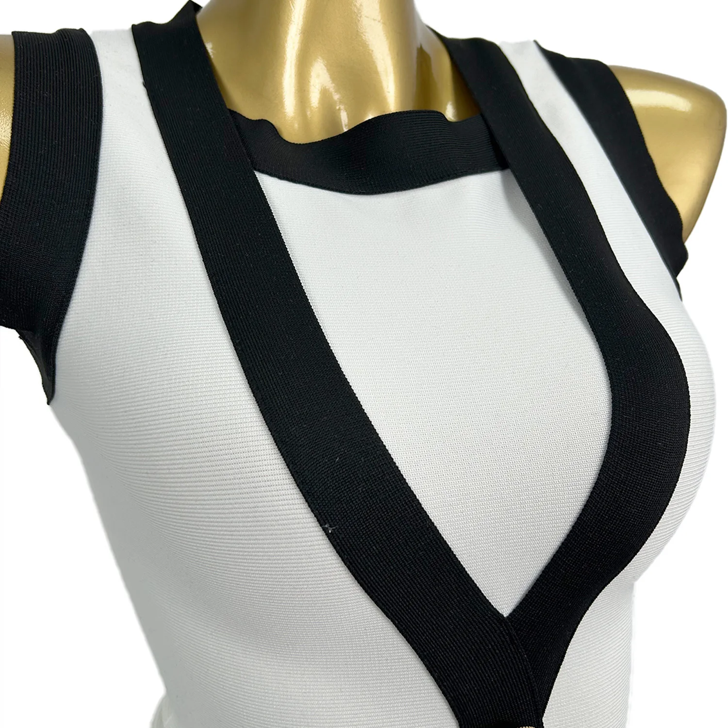 2025 Fashion Women Bandage Ultra Short Dress Elegant Black White High Street Office Lady Button Tight Fitting Elastic Mini Dress