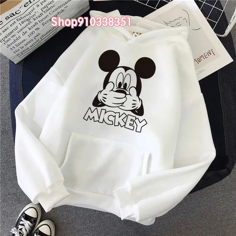 

Mickey Hoodies Cartoon Women Hooded Fashion Minnie Mouse Long Sleeve Spring Autumn Pullover Print Hoody Top 2024 Couples