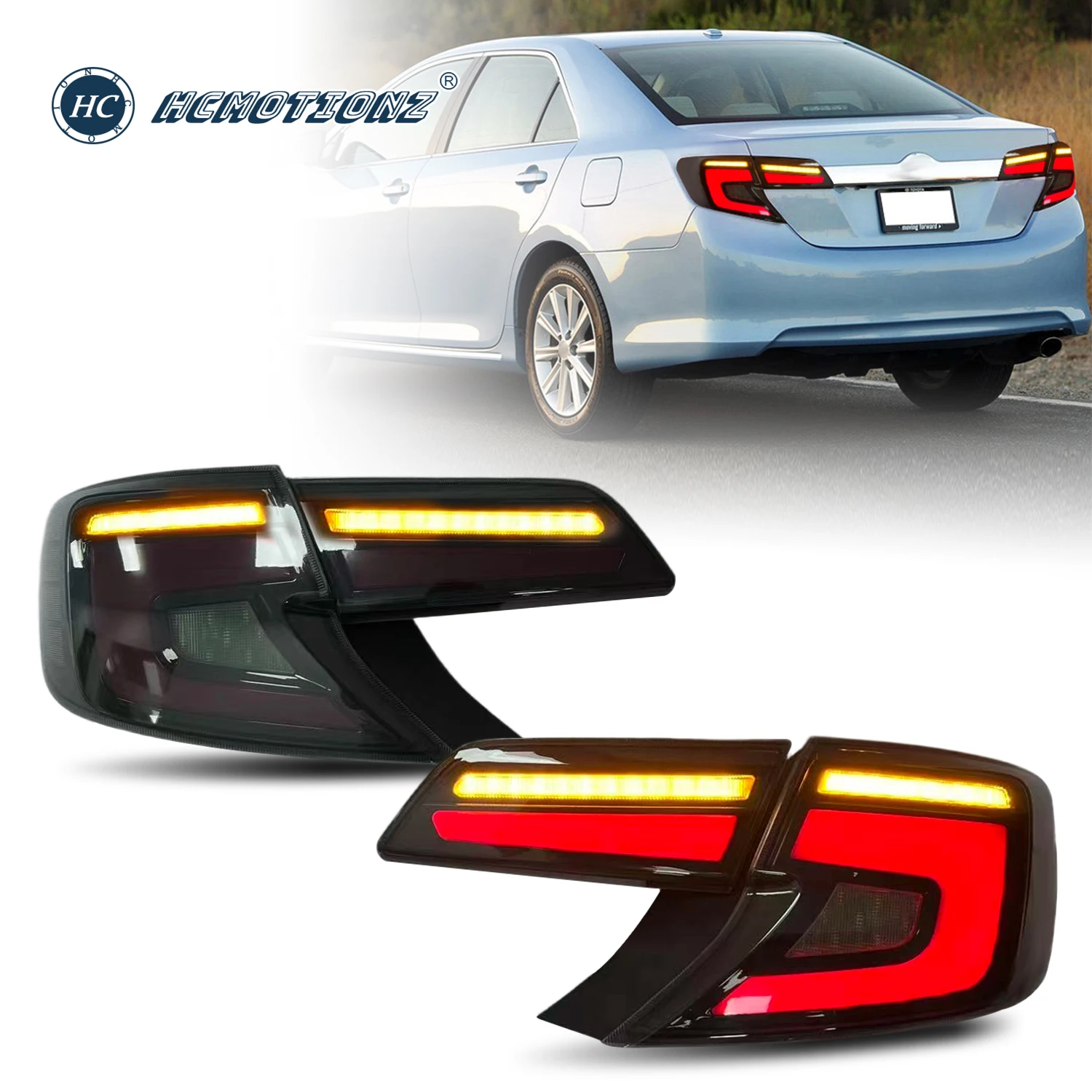 

HCMOTIONZ LED Taillights for Toyota Camry 2012-2014 USA Type DRL Start up Animation Back Lamps Assembly