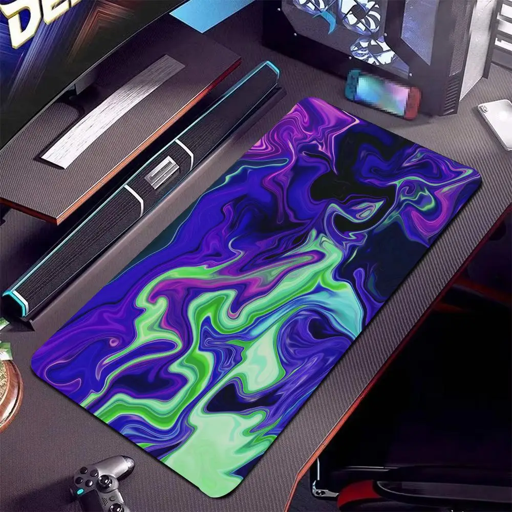 Abstract Liquid Swirl Gaming Mouse Pad Large Size Non-slip Desk Mat Purple Green Marble Style Keyboard Pad for Gamer Office