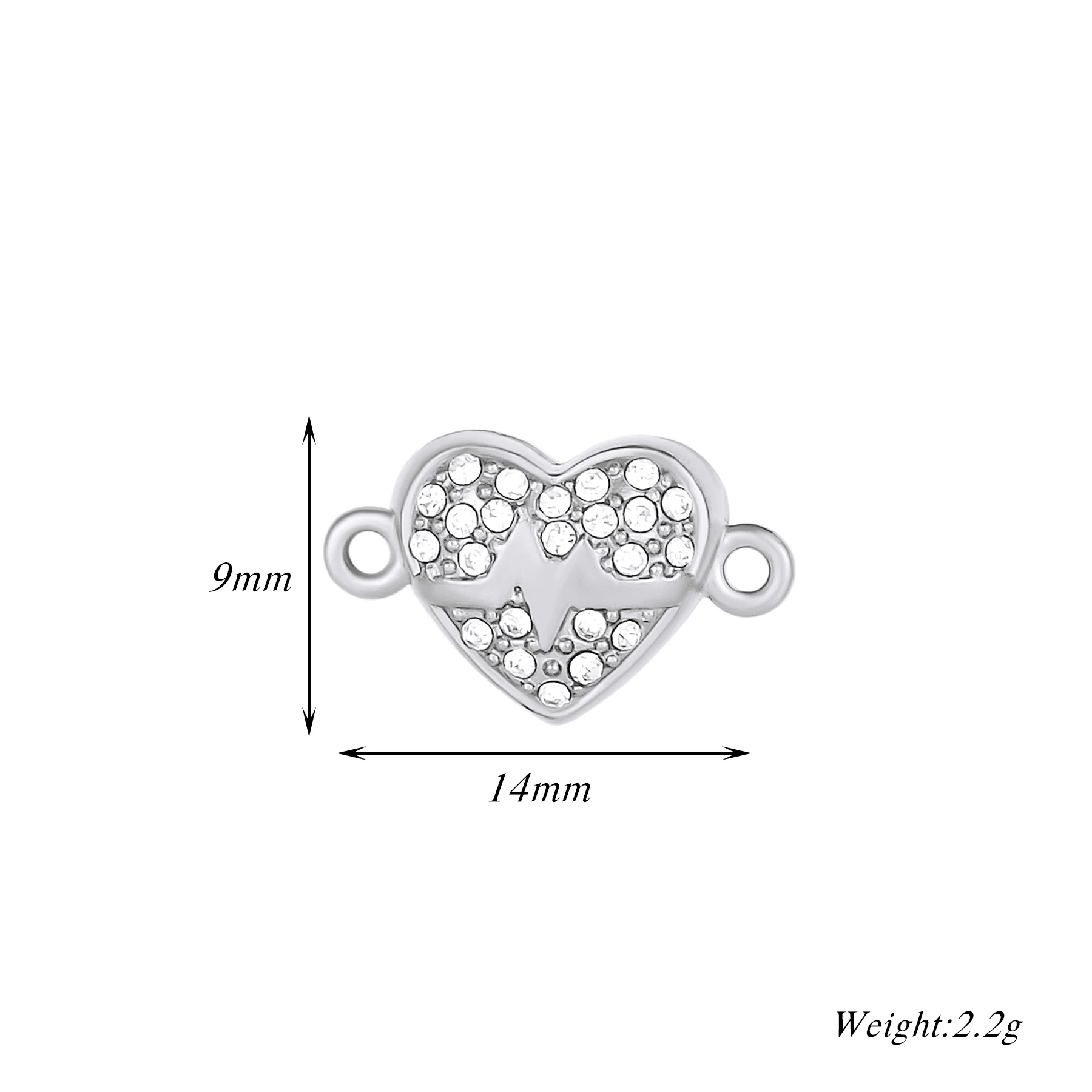 4 Sets/Lot Edelstahl-Strass-Stein-Magnet-Endverbinder in Herzform für DIY-Schmuckherstellung, Armband-Zubehör – Detail 2