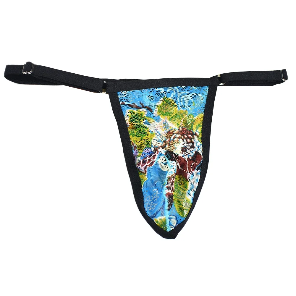 

Men Underwear Underwear Briefs G String Mens Mesh Pouch Print See Through Sexy Lingerie Thong Underwear Brand New