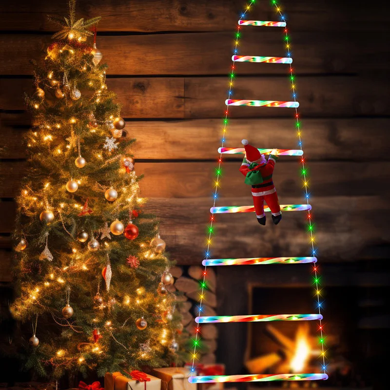 Christmas Decorative Lights LEDOutdoor Slanted Ladder Indoor Waterproof Santa Claus Climbing Ladder Festive Atmosphere