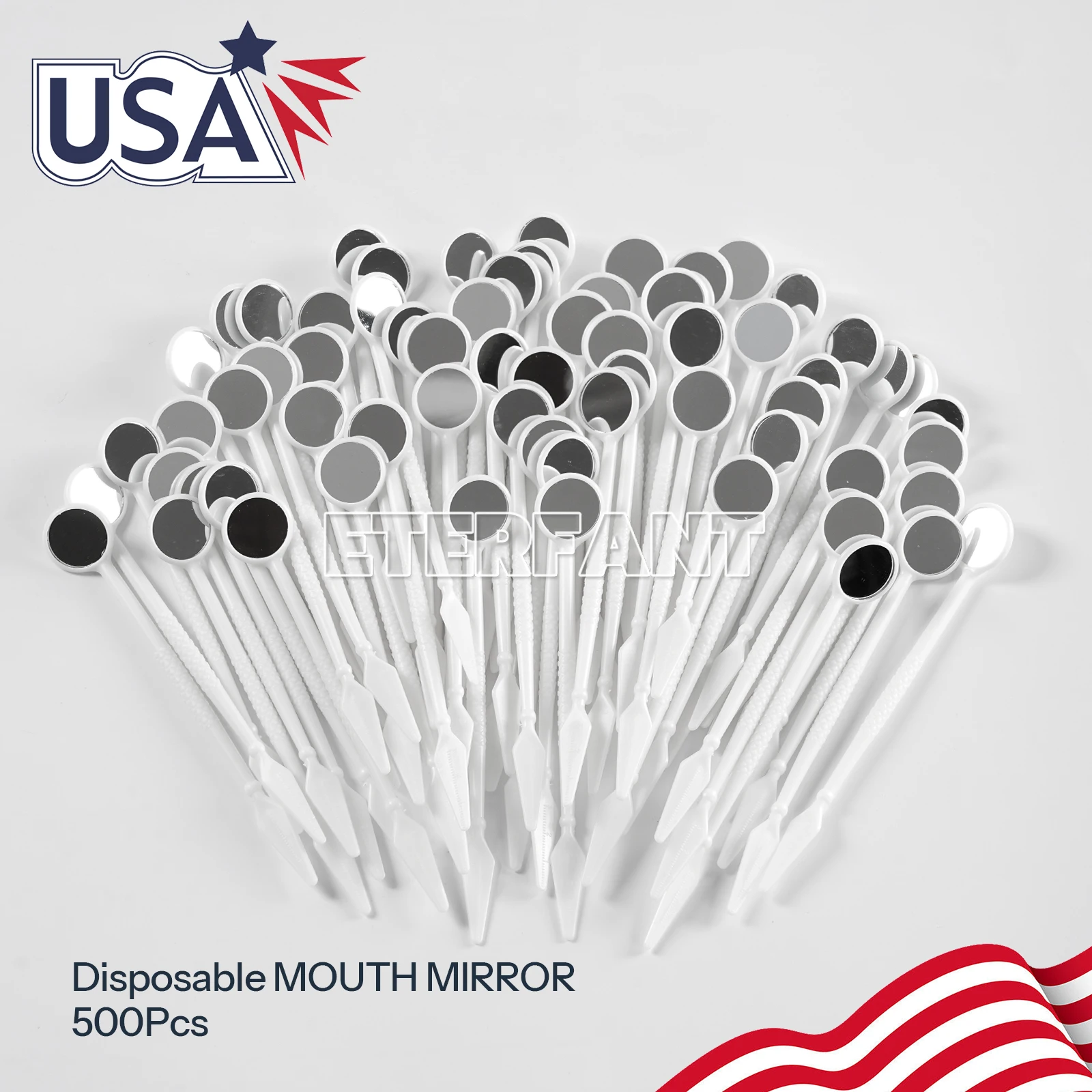 

ETERFANT 500PCs Disposable Mouth Mirror Individually Packaged Oral Mirrors Dental Instrumen White ABS plastic Handle
