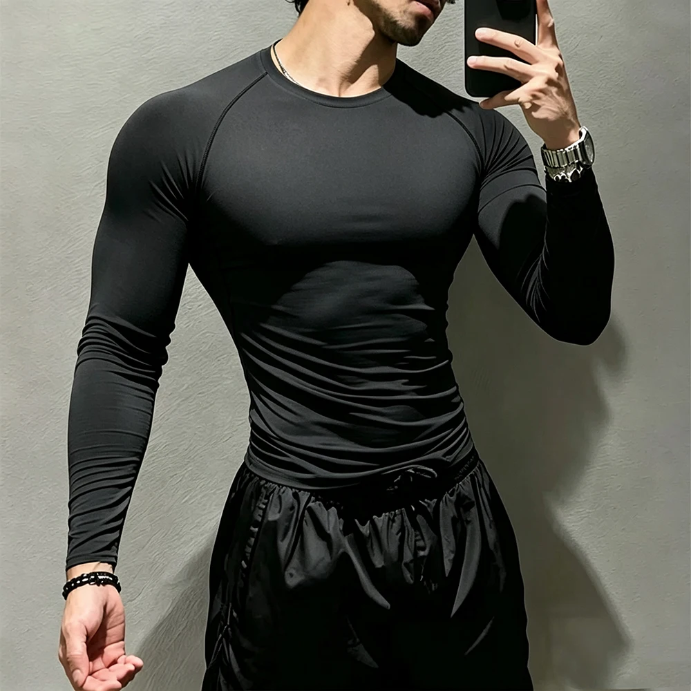 Men's Long Sleeve Compression Top Quick Dry Elastic Breathable Sports T‑Shirt for Daily Workout Running Fitness Active Wear view 6
