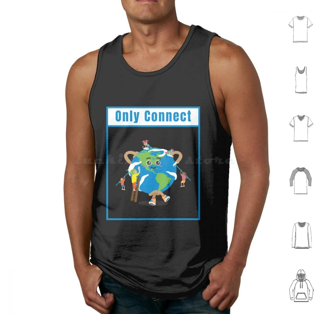 Only Connect Tank Tops Vest Sleeveless Happy Earth Planet Happy Planet Sustainable Clean Bio Eco Funny Earth Cartoons Cartoon