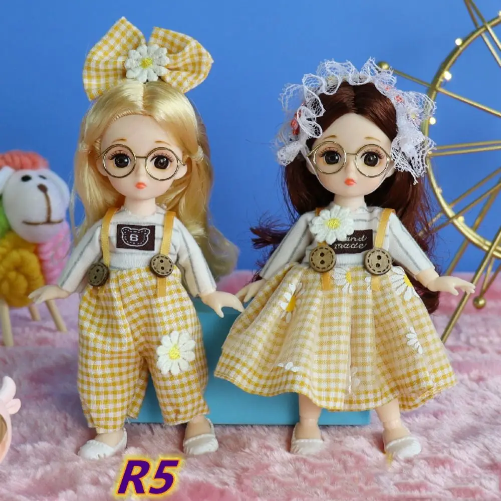Attraenti occhi 17 cm bambola Bjd con vestiti capelli lunghi elegante principessa vestire bambole BJD con parrucca trucco anime