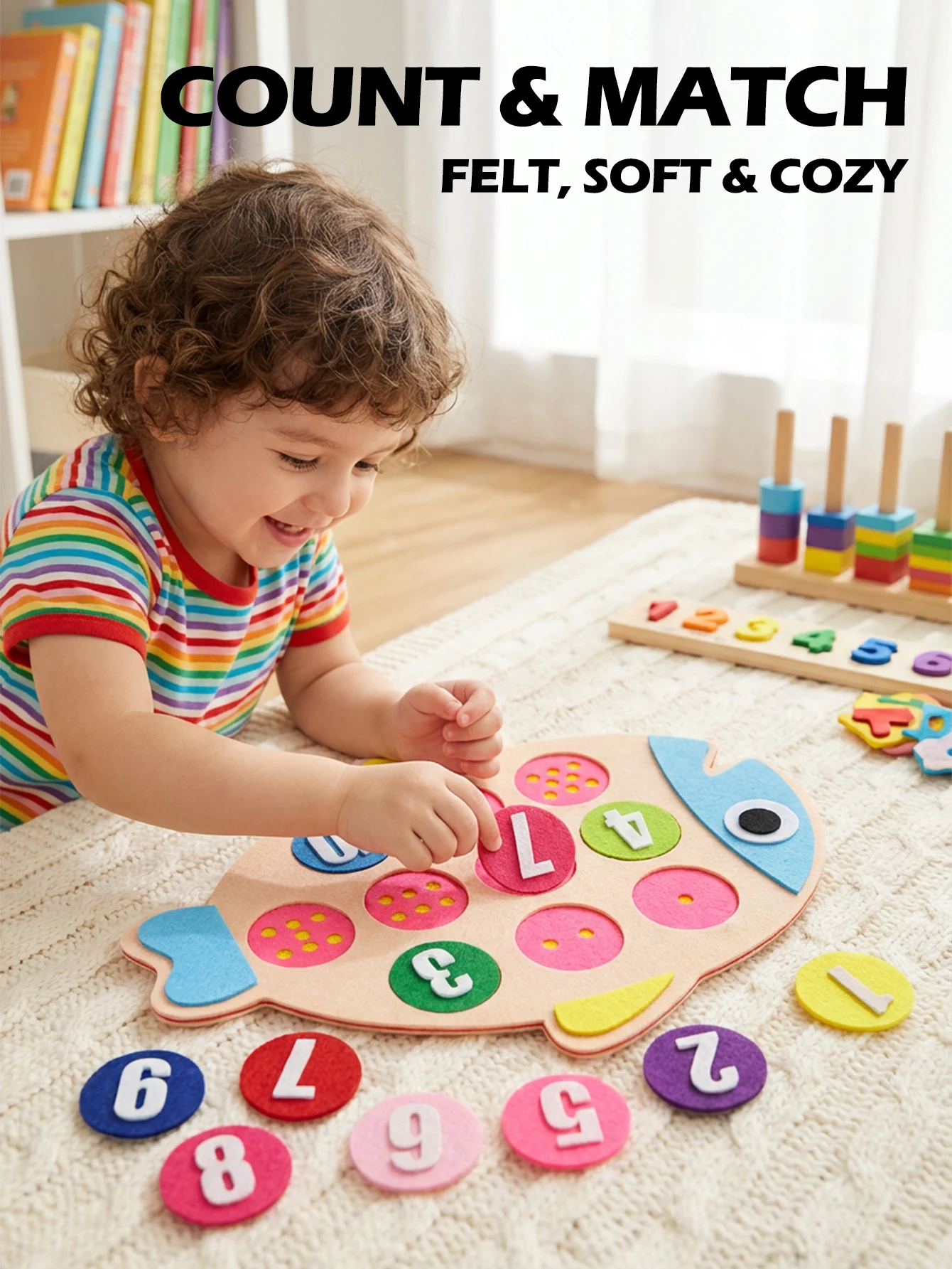Kids Education Number - Gioco Montessori in Feltro con Pesci