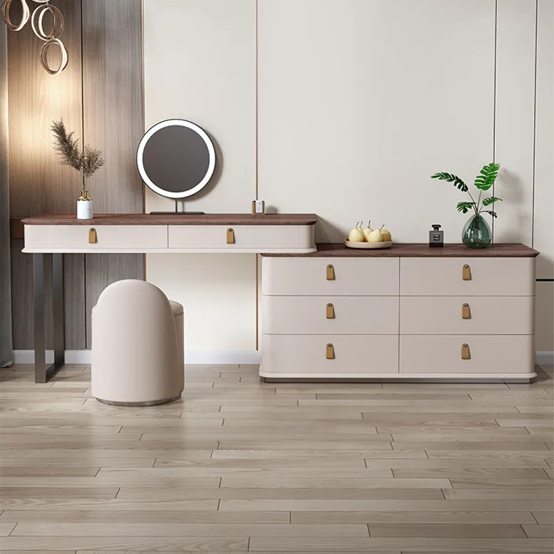 

Drawers Storage Vanity Table Stool Nordic Minimalist Aesthetic Dressing Table Luxury Makeup Penteadeira Quarto Bedroom Furniture