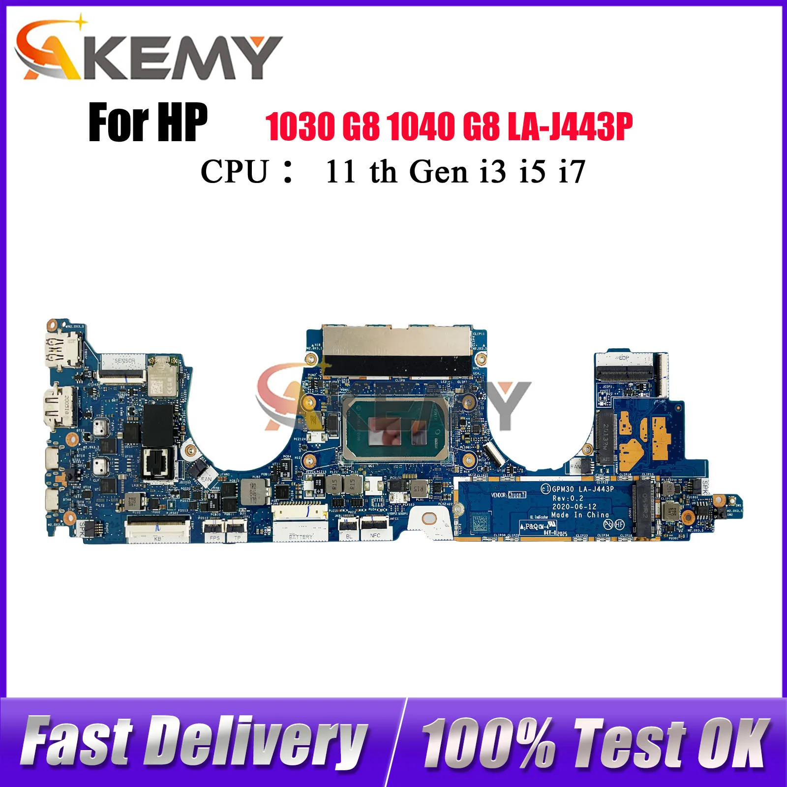 

LA-J443P For HP EliteBook X360 1030 G8 1040 G8 Laptop Motherboard M46738-601 M45832-601 With i5 i7 11th Gen CPU 16GB RAM