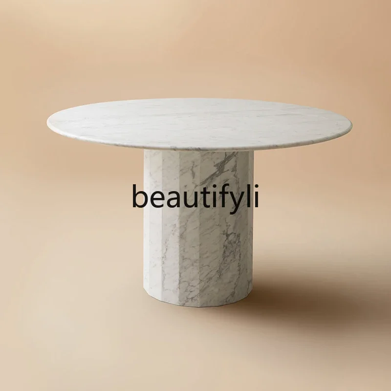 

A26 Nordic light luxury natural marble dining table Hotel B & B restaurant dining table, villa modern and simple